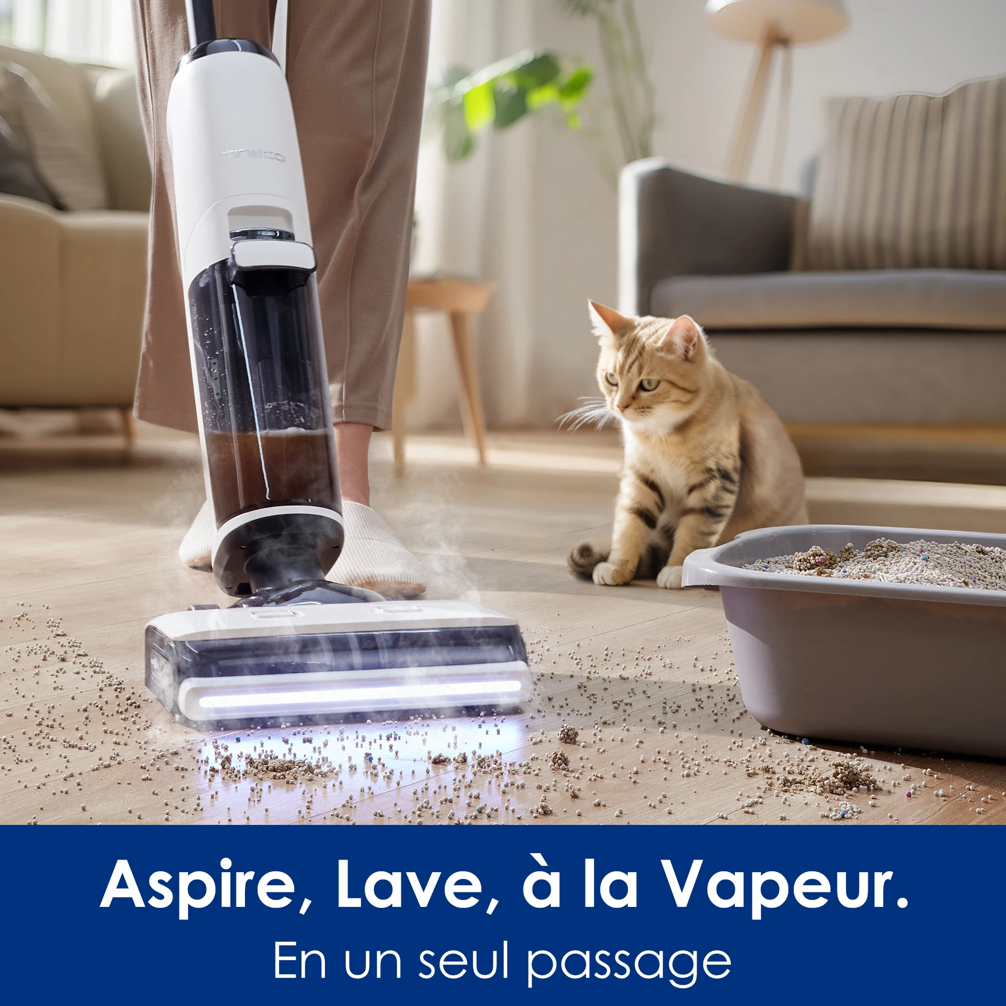 Tineco Floor One S7 Steam Nettoyeur de Sols sans-Fil, Balai Vapeur pour Saletés Collantes sur Sols Durs avec Écran, Auto-Nettoyage, Nettoyage des Bords, Autopropulsion, Parfait pour Enfants/Animaux