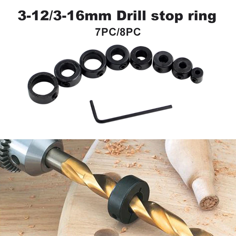 Anillo de límite de broca de 3-16mm, llave pequeña, abrazadera de tornillo redonda para carpintería, herramienta de ajuste de posicionamiento, juego de accesorios