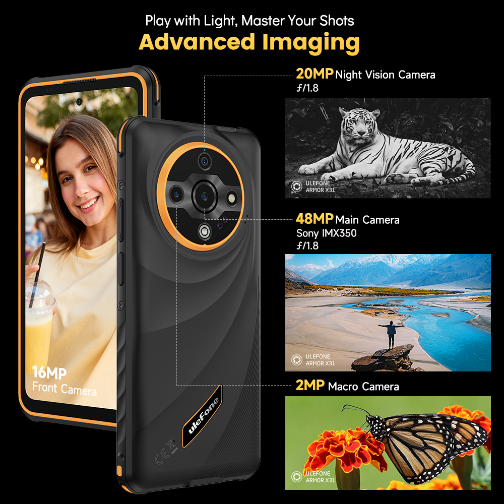 Ulefone Armor X31 4G Rugged Phone Android 14 Smartphone 6.56”12GB RAM 128GB ROM  48MP NFC Night Camera IR Blaster Global version