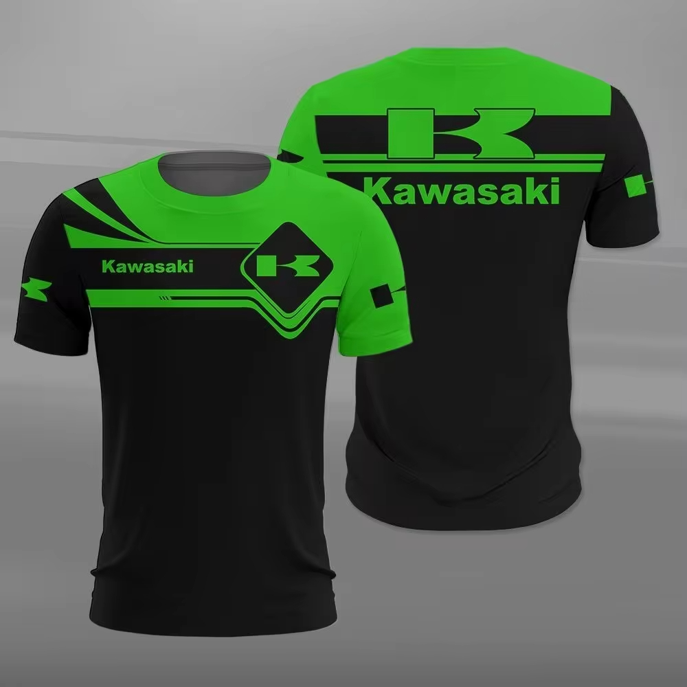 Camiseta Kawasaki masculina de corrida de motocicleta, 3D, Tops Hip Hop, Camiseta casual, Entusiasta, Moda infantil