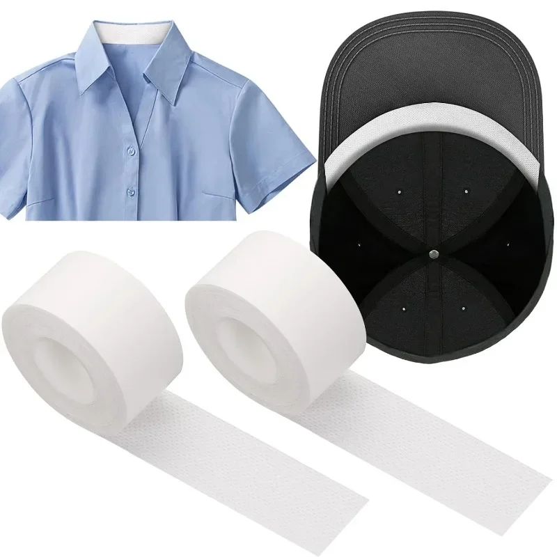 Adesivos autoadesivos para colarinho, 8/40m, descartáveis, mulheres, homens, chapéu, camisa, forro de pescoço, almofadas, fita transparente, absorvente, remoção de suor