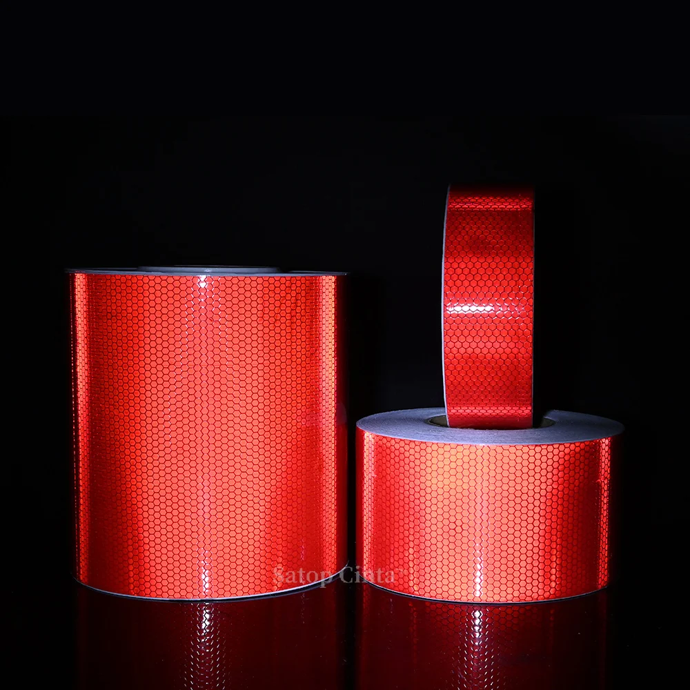 Cintas adhesivas reflectantes rojas a prueba de agua, tiras de advertencia de precaución, pegatinas reflectoras para motocicleta y camión, 5cm/10cm/20cm x 5M