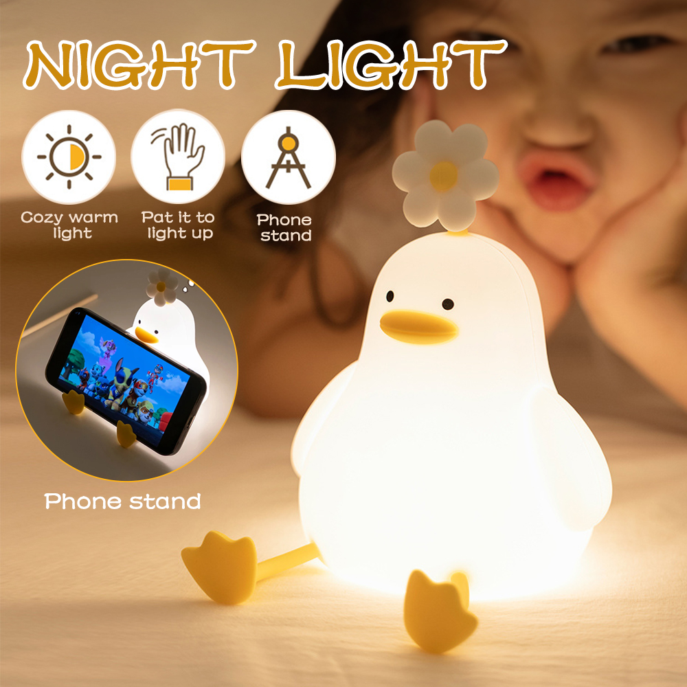Silikon Ente Nachtlicht Dimmbare Kinderzimmer Schlaflampe USB Aufladbare Timing Nachttischlampe Touch Lampe für Kinderzimmer Dekor