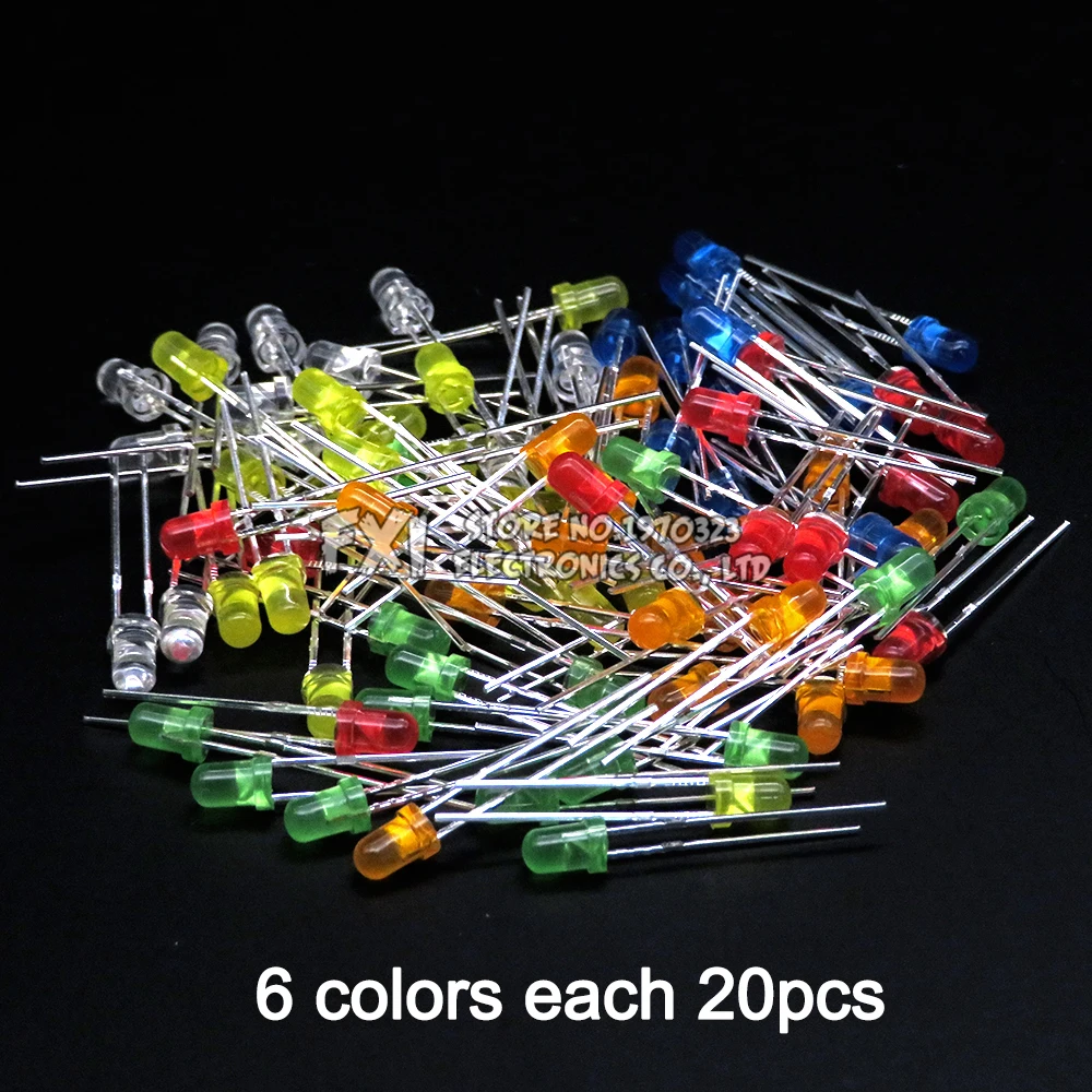 Kit assressentide diodes électroluminescentes, F3 LED, 3mm, blanc, vert, rouge, bleu, jaune, orange, rose, violet, chaud, bricolage, BXV, 100 pièces