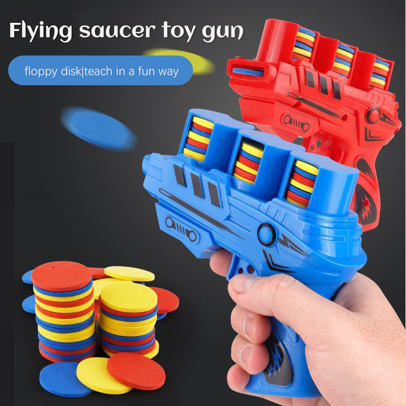 Soft Bullet ปืนของเล่นเด็กปืนบินของเล่นความปลอดภัย EVA Soft Bullet Foam Disc Launcher ปืน Parent-Child Interaction เกมของเล่น