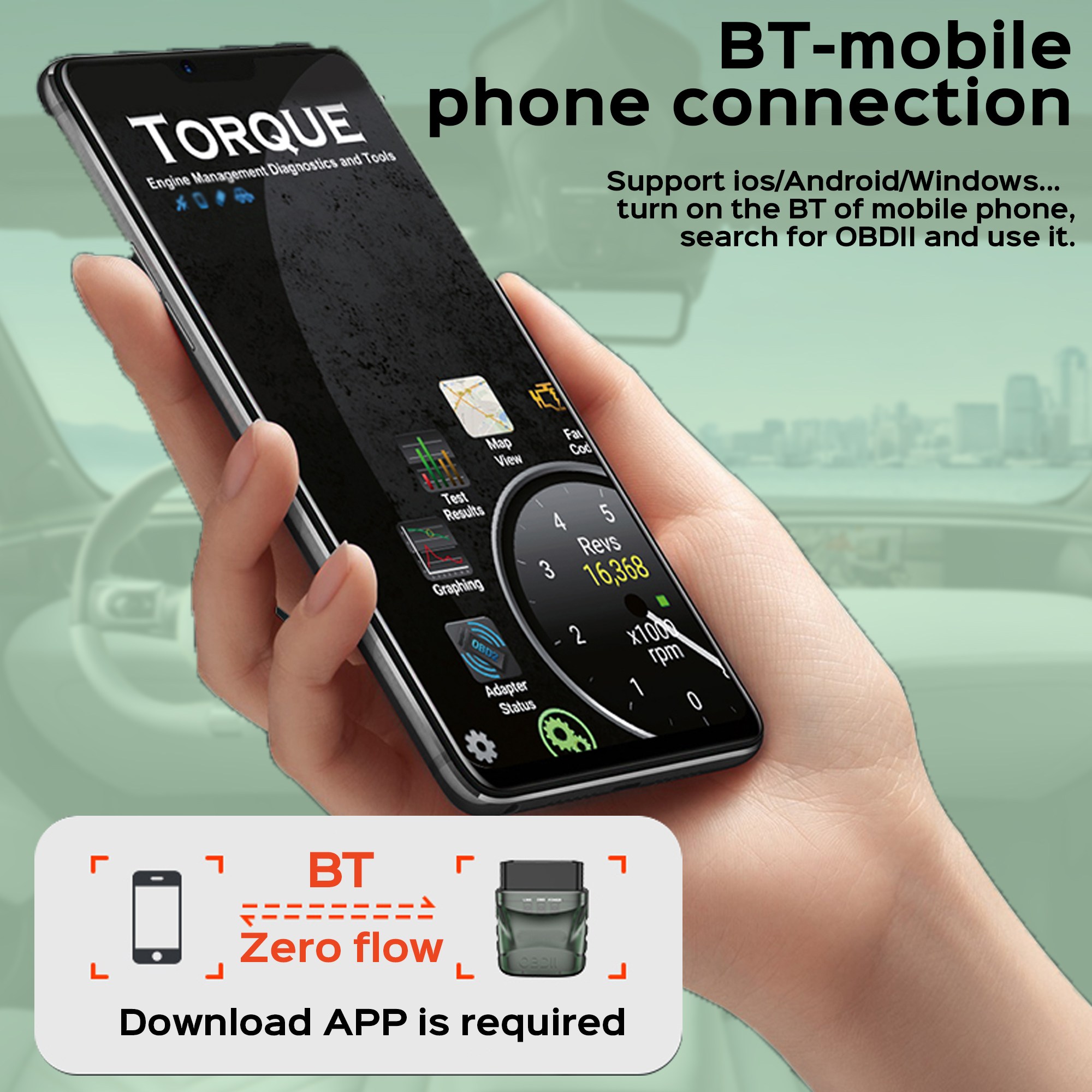 บลูทูธOBD2 เครื่องสแกนเนอร์เครื่องมือวินิจฉัย,เครื่องอ่านรหัสรถOBDII/EOBDเครื่องสแกนเนอร์รีเซ็ต,BT4.0 เครื่องมือสแกนวินิจฉัย