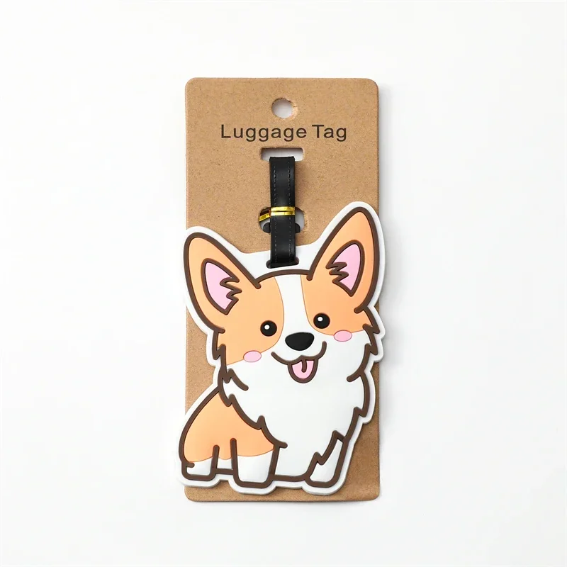 น่ารักแท็กกระเป๋าเดินทาง Creative Corgi & Cat กระเป๋าเดินทางซิลิคอนแบบพกพาป้าย ID ที่อยู่ผู้ถือแท็กกระเป๋าสําหรับกระเป๋าเดินทาง