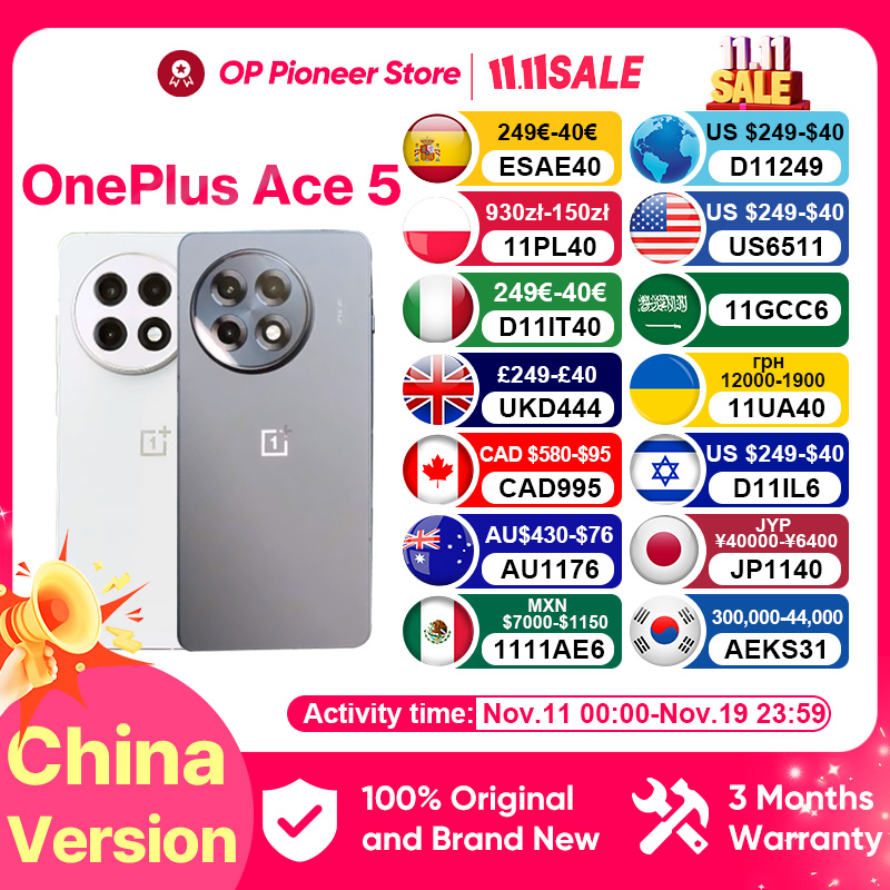 Nuevo Oneplus Ace 5 5G Smartphone Snapdragon 8 Gen 3 6,78 "AMOLED 120hz pantalla 6415mAh 80W cargador 50.0MP cámara Android 15,0 OTA