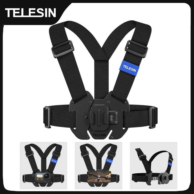 TELESIN soporte de correa para el pecho soporte de cinturón para GoPro Hero 13 12 11 10 9 8 7 6 5 Insta360 DJI accesorios de Cámara de Acción