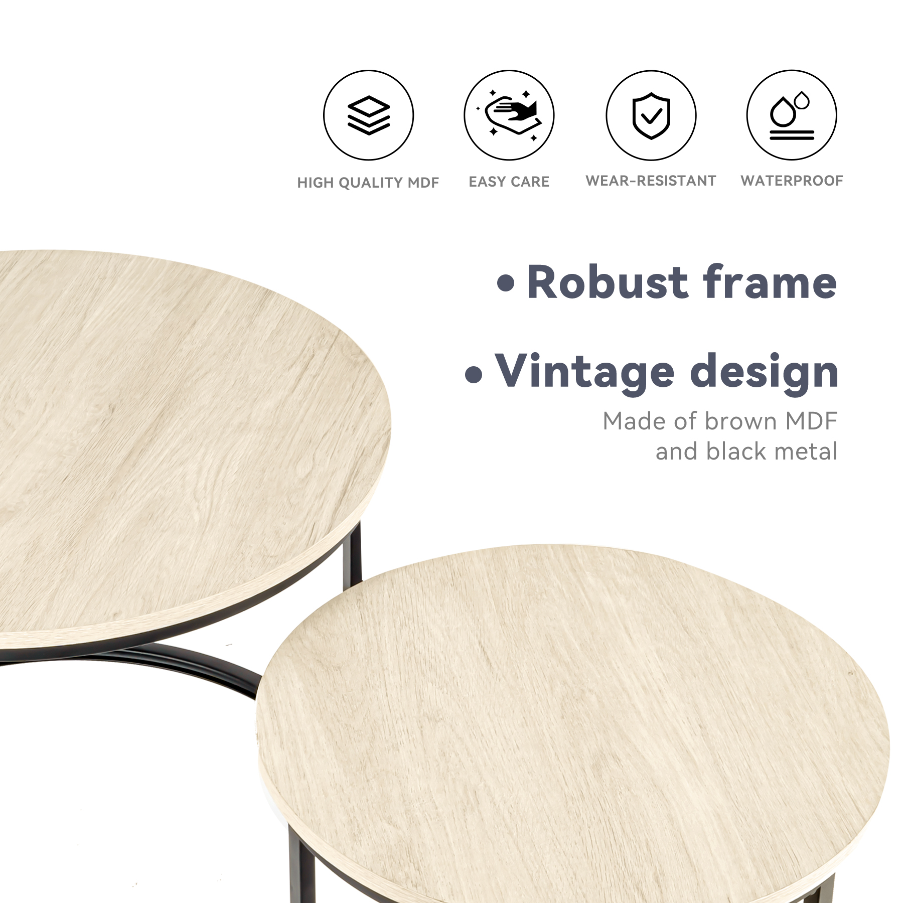 EGOONM 2Pcs Nordic Coffee Table 2 in 1 Round Combination Office Tea table Modern Minimalist Home Sofa Ins Side Table Living Room