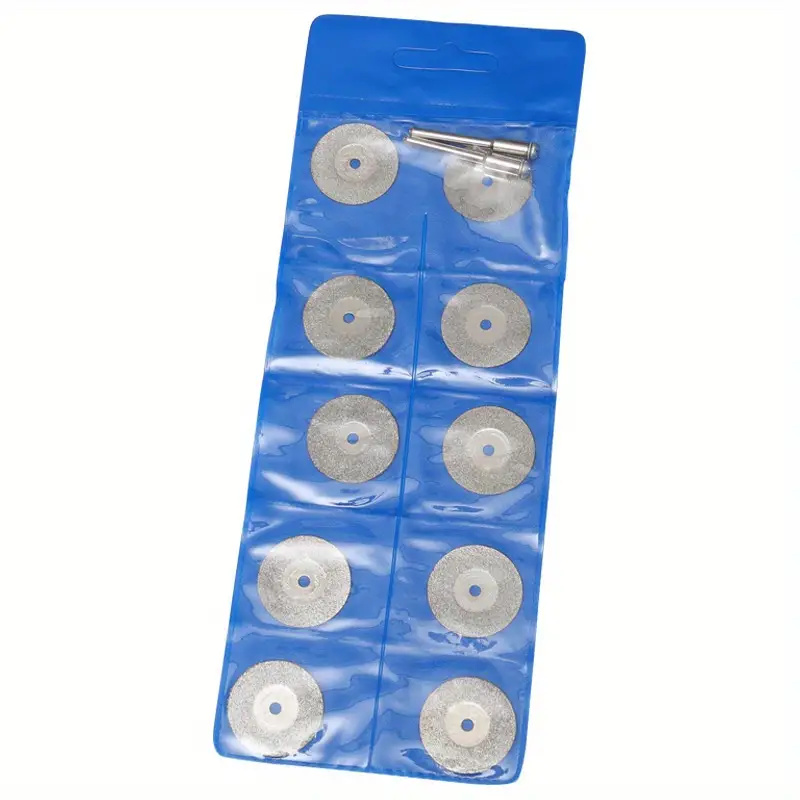 10Pcs 16-30mm Mini Sharp With Hole Diamond Cut Off Rotary Tool Cutting Disc Disks DIY Tools Accessories For Dremel With 2Pcs Rod