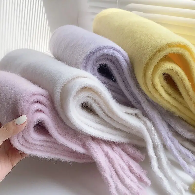 Bufanda de invierno de Color sólido para mujer, chal de Pashmina suave, grueso y cálido, chal de Cachemira grande, Bufanda versátil de invierno