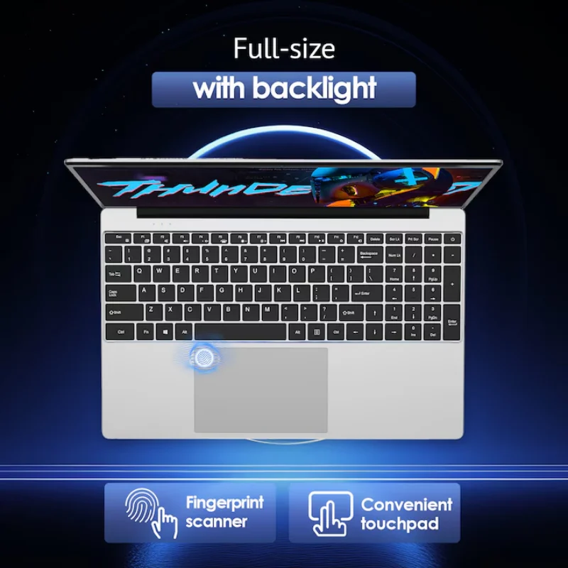 Notebook ultrasottile da 15,6 pollici 32 GB Ram DDR4 2 TB M.2 SSD Windows 11 WIFI retroilluminato Impronte digitali Intel N5095 Laptop da ufficio