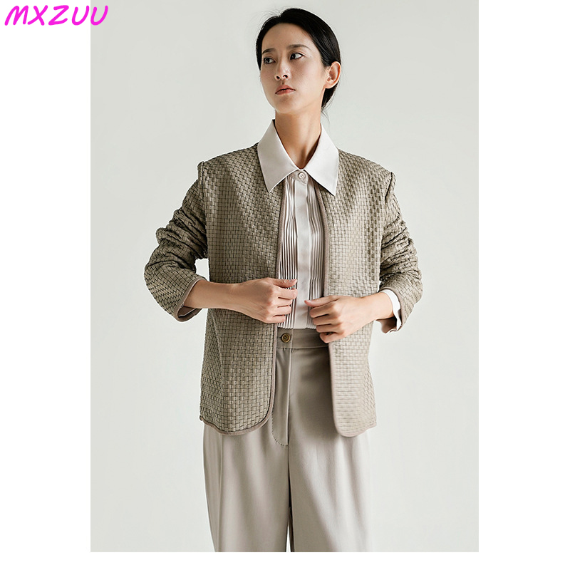 Xanh Áo Khoác Da Nữ Da Cừu Dệt Sang Trọng Vintage Cổ Tròn Cardigan Kẻ Sọc Phối Mujer Hàn Quốc Sang Trọng Vintage Khoác Ngoài Jaqueta