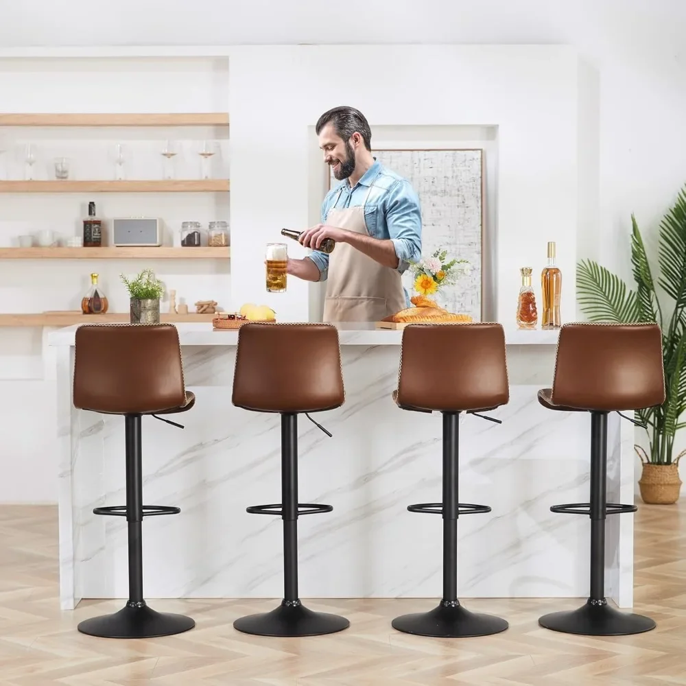 Swivel Set of 4, Counter Height with Back, Adjustable Stools 24" to 32", Bar Stools for Kitchen Island
