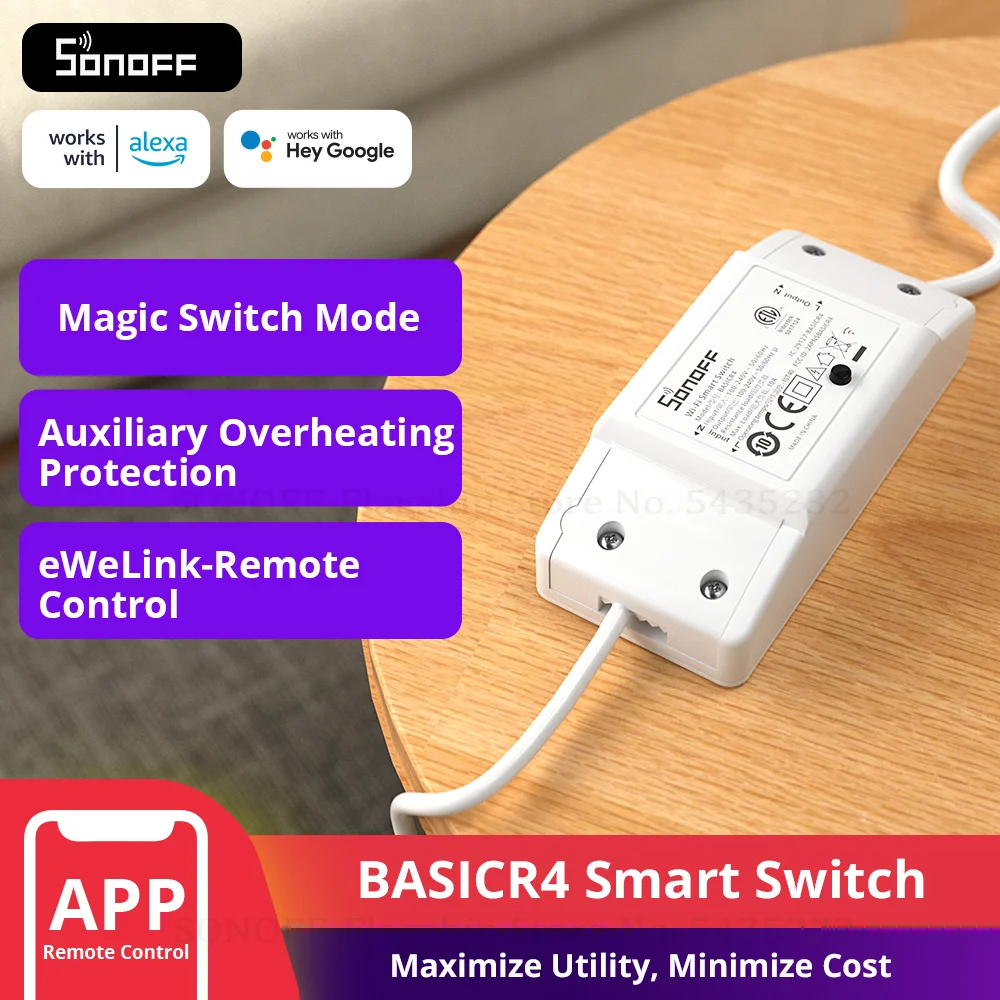 сонофф Смарт-переключатель SONOFF BASICR4 с поддержкой Wi-Fi, умный дом, переключатель sonoff, умный дом алиса, умный дом с алисой, rele sonoff, sonoff реле