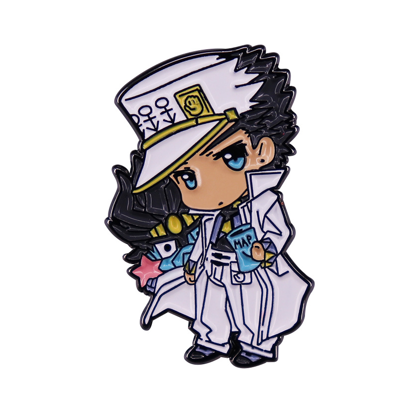 애니메이션 JOJOS 기묘한 모험 브로치 핀 Kujo Jotaro 배지 금속 합금 옷깃 핀 코사지 코스프레 소품 선물 쥬얼리 Collares