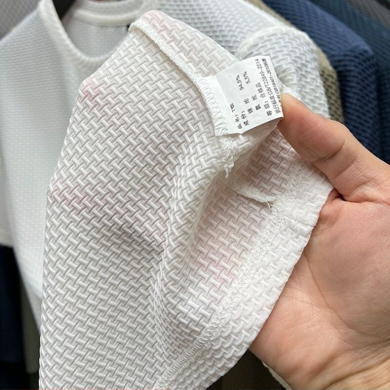 Letnie koszulki z dekoltem w szpic Mężczyźni Ice Silk Mesh Oddychająca koszulka z półrękawkiem w jednolitym kolorze Cienkie, codzienne, szybkoschnące koszulki z krótkim rękawem