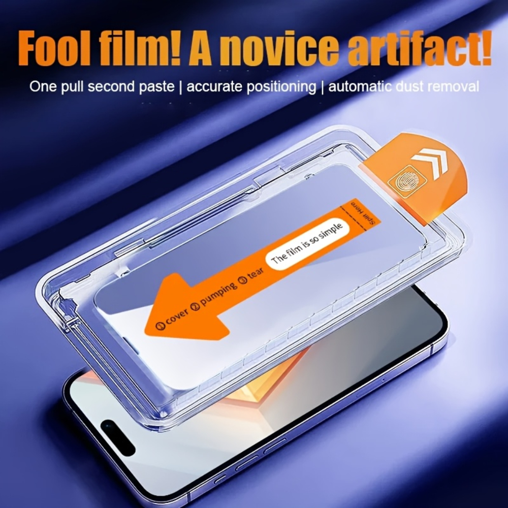 NNBILI 3Pcs 4K Ultra HD Tempered Glass Screen Protector For iPhone 17 16 15 14 13 12 11 Pro Max One Click Dust-free Installation