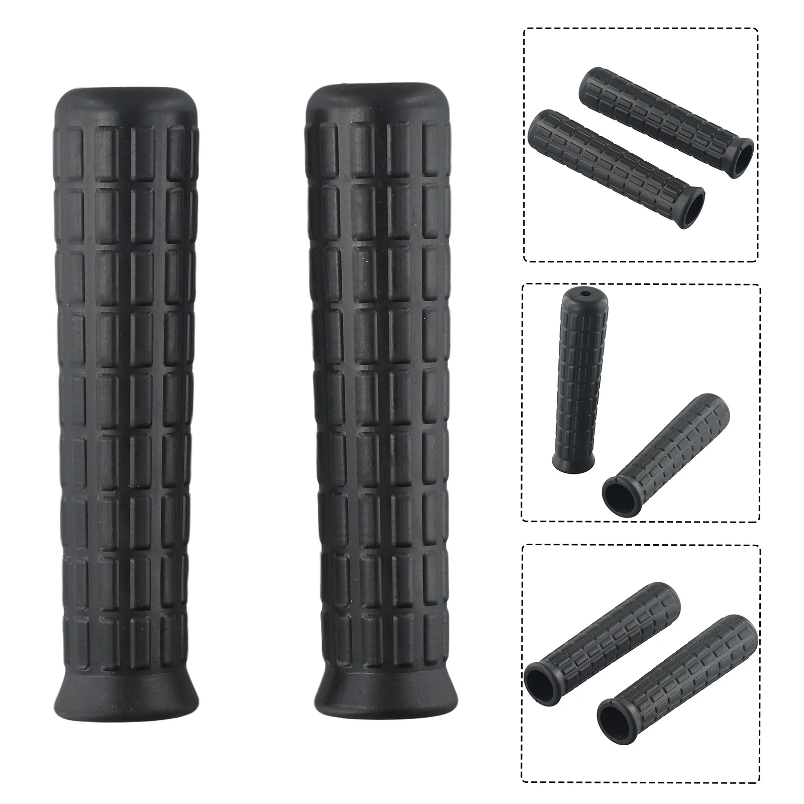 2Pcs Wheelbarrow Rubber Handles Round Tubes Black Replacement  Handles Rubber Round Hole Handle Tool PVC Anti Slip Rubber Sleeve