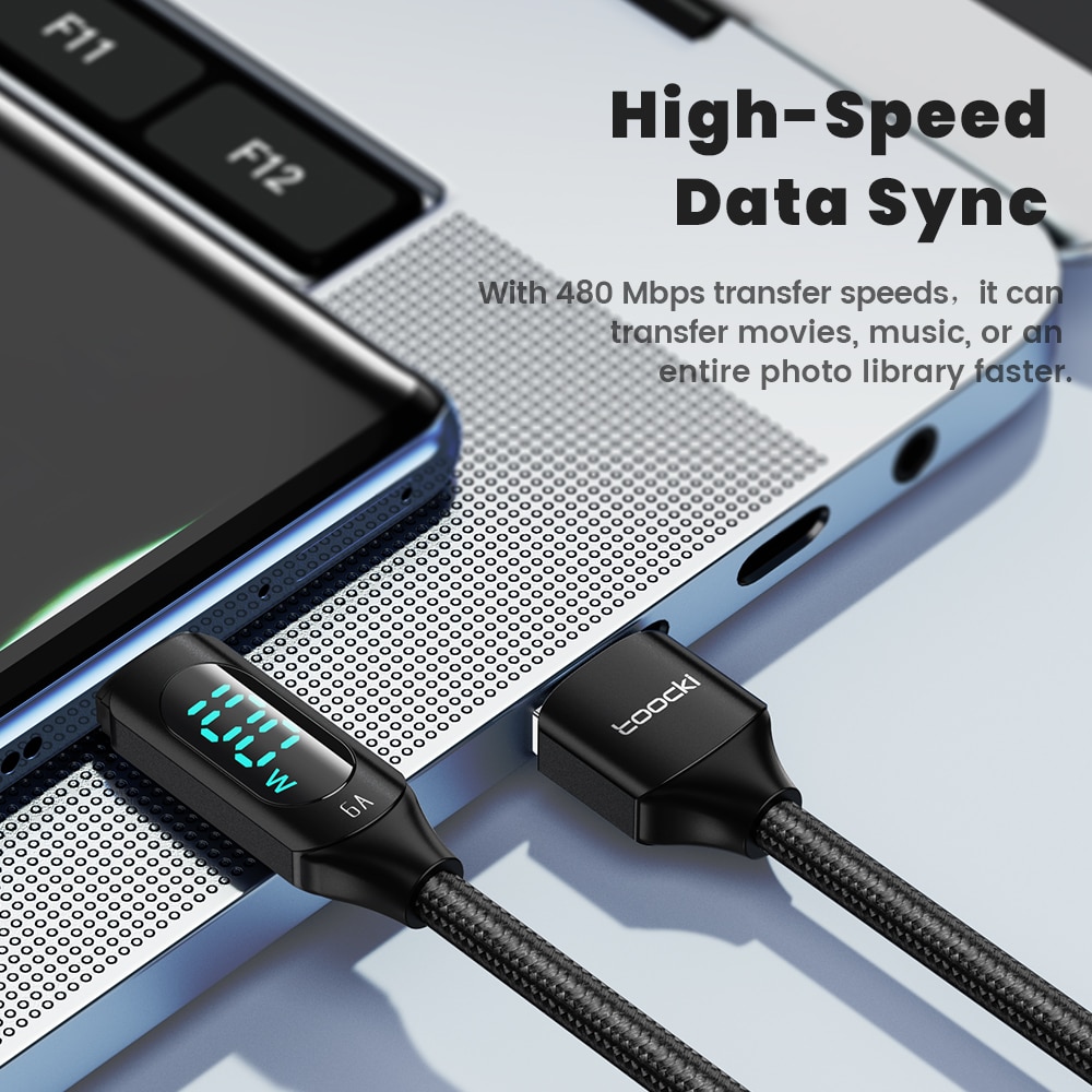 Toocki 100w cabo usb tipo c para huawei honor xiaomi samsung super carga carregamento rápido usb c carregador cabo de dados fio 1m 2m