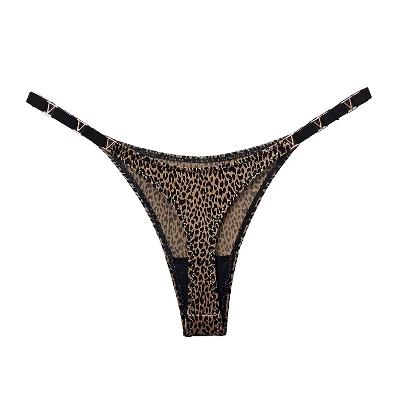 Tanga sexy sin costuras para mujer, bragas con estampado de leopardo y cebra, bikini con hebilla de metal de bajo nivel, bragas para niñas