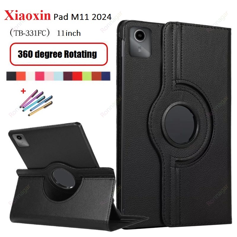 Чехол для Lenovo Xiaoxin Pad 2024 (11 дюймов) из искусственной кожи, вращающийся на 360 градусов чехол-подставка для Lenovo Tab M11 TB-330FU Auo Sleep Wake