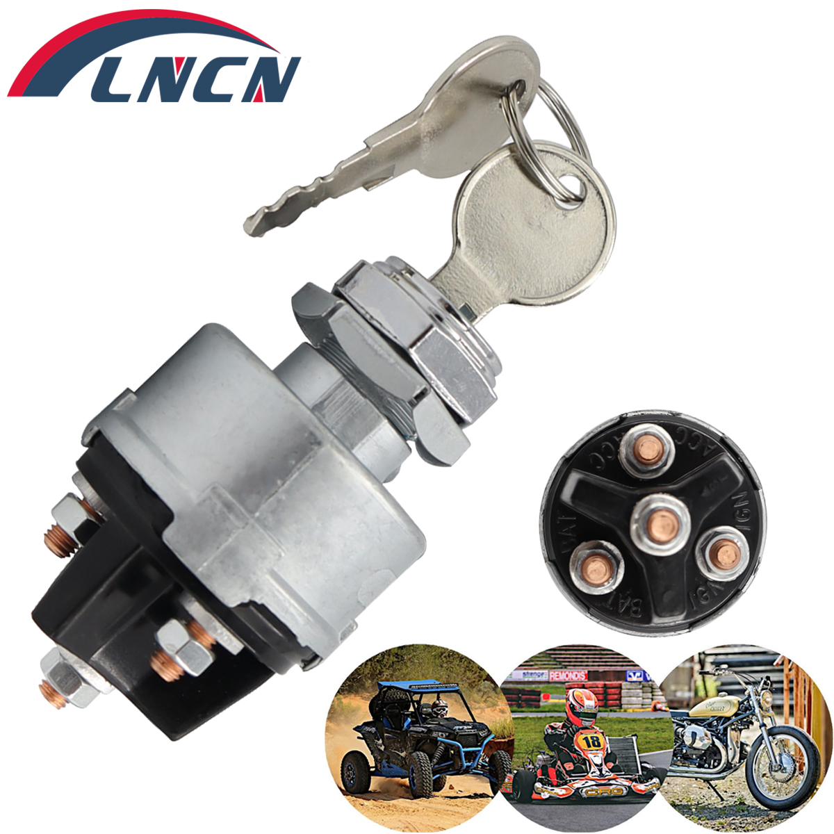 Interruptor de chave de ignição universal de 4 posições 12v, Acc/Off/IGN, início para ferramentas de carro de caminhão de afinação de empilhadeira de trator