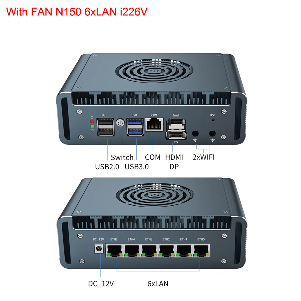 Firewall Appliance Router Intel N100 6x2.5G i226-V Mini PC DDR5 2xNVMe Industrial Computer pfSense Home Server OPNsense Proxmox