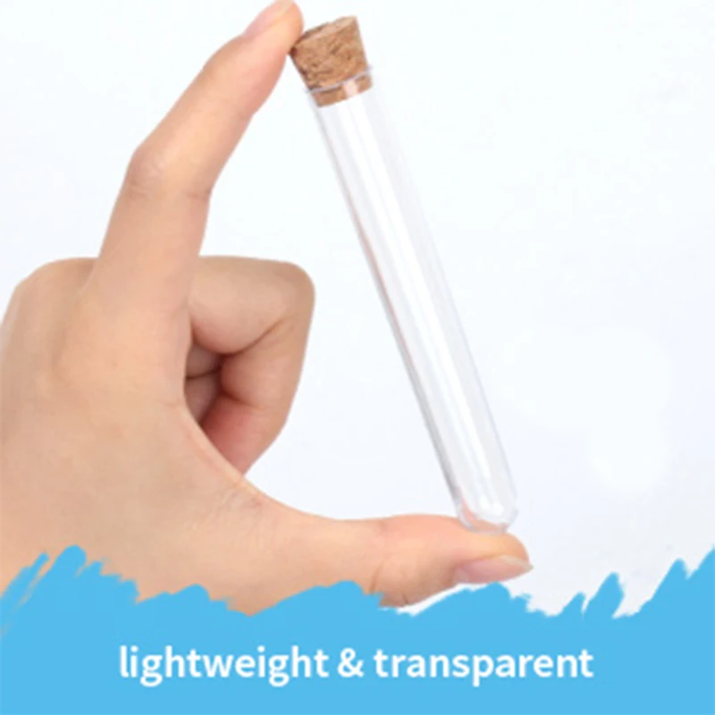 Provette in plastica trasparente da laboratorio da 100 pezzi 10ml 15x100mm con tappi di sughero per uso scolastico di laboratorio di nozze