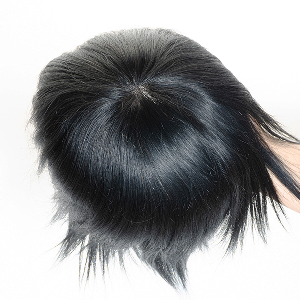 Base de seda peruca masculina sistema de cabelo do laço perucas 100% cabelo humano masculino prótese de cabelo peruca asiática homem cabelo natural peruca