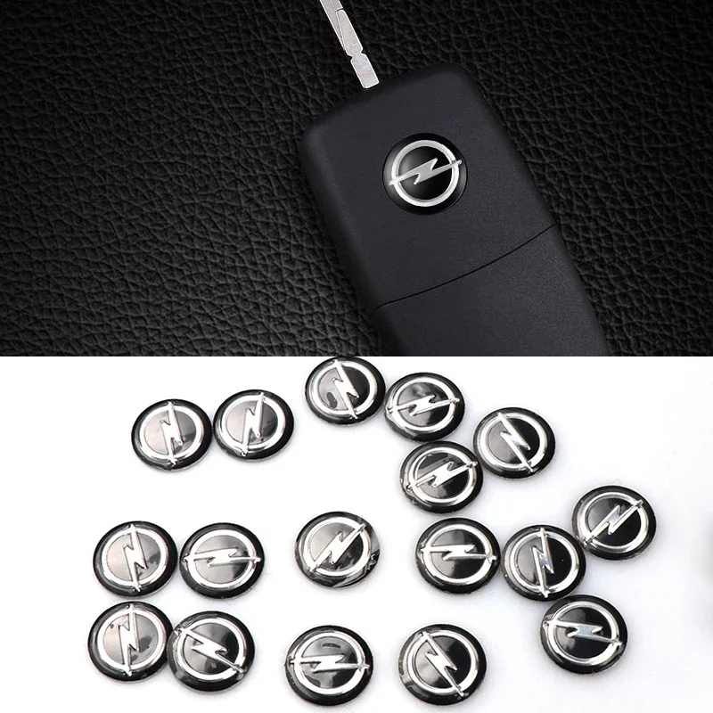 Naklejka na kluczyk samochodowy z aluminium 14 mm, emblemat, akcesoria samochodowe do Opel Astra J Insignia Astra G Corsa Zafira B Mokka Vivaro