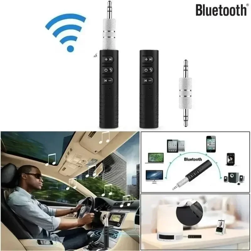 Trasmettitore ricevitore Bluetooth per auto BT5.0 Jack AUX da 3,5 mm Kit audio per musica stereo per auto Amplificatore per altoparlante Adattatore wireless con microfono