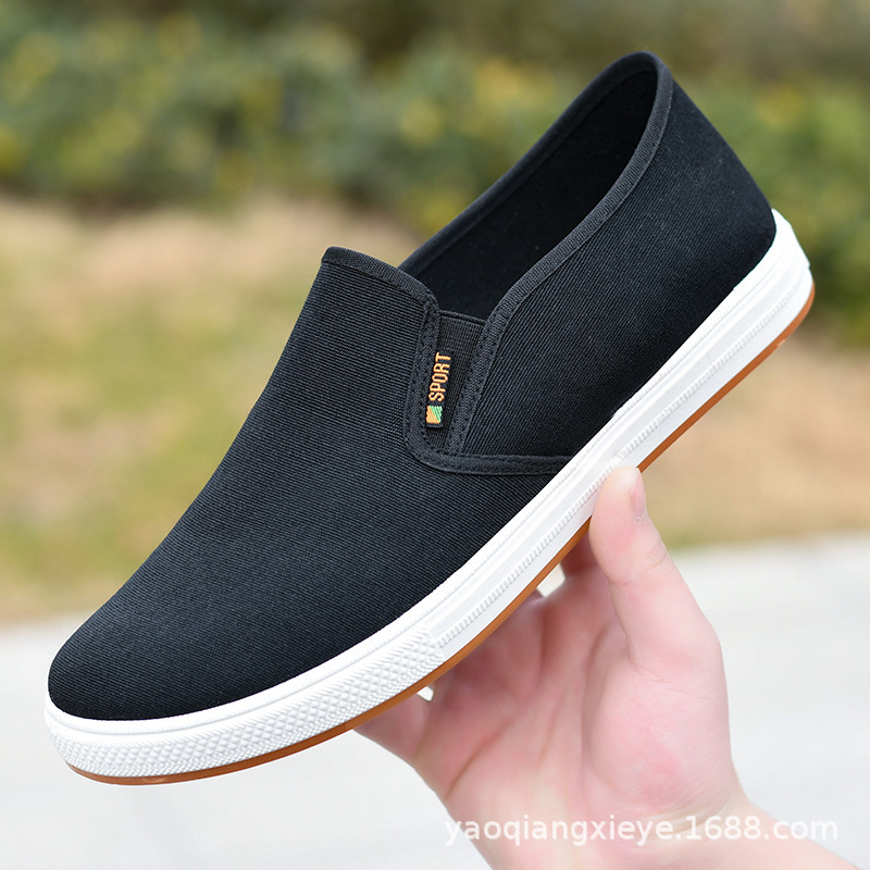 Männer Leinwand Schuh Casual Sneaker für MenLight Slip-on Vulkanisierte Bequeme Männliche Wohnungen Müßiggänger Neue Schwarz Trainer Zapatos hombre