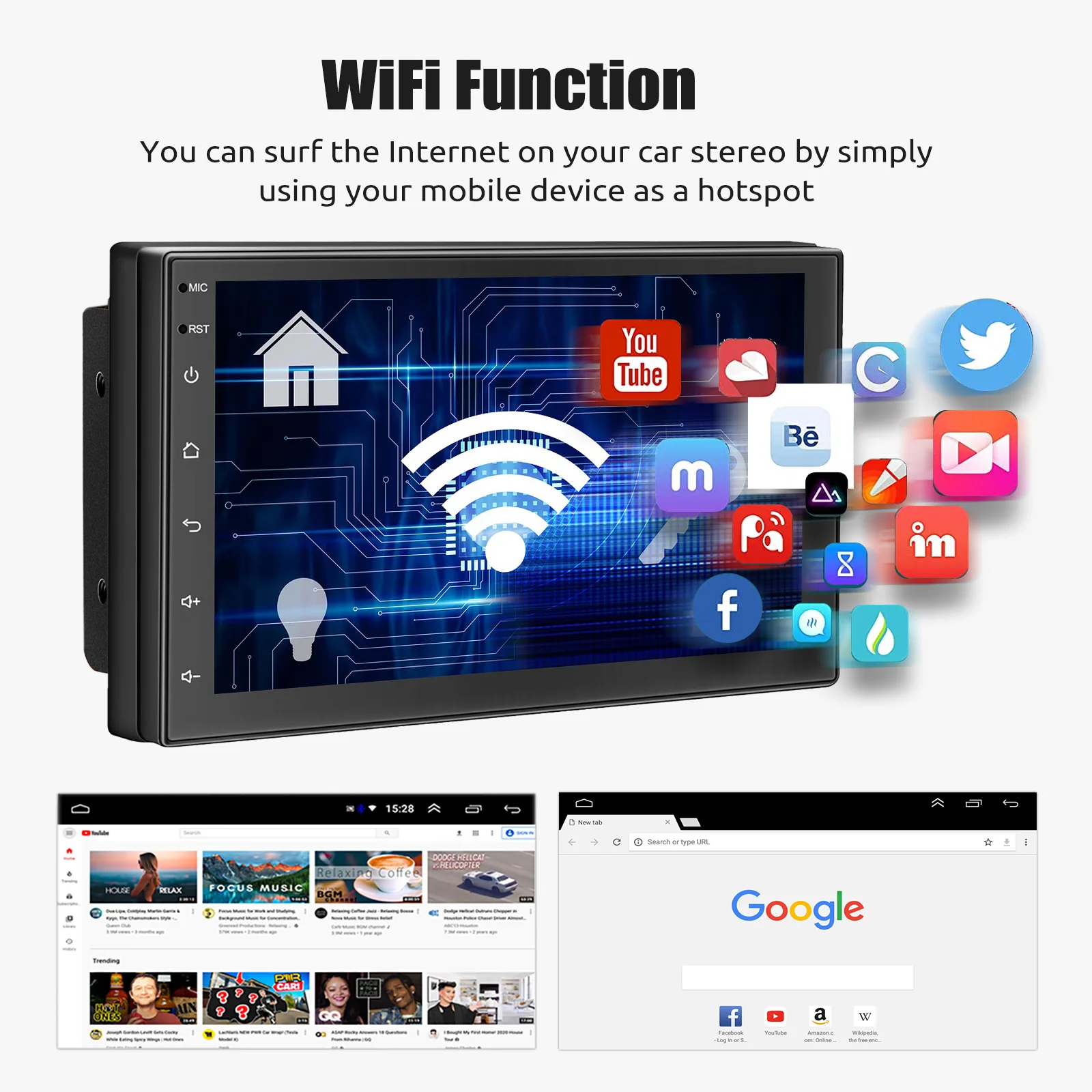 ESSGOO 7 9 10 "Radio de coche Android Auto Carplay reproductor Multimedia estéreo de coche Universal WIFI GPS Autoradio sistemas inteligentes de coche