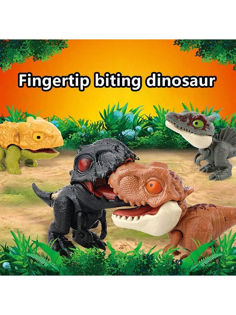 5&10PCS Biting Finger Dinosaurs Toy Collectibles for Display, Dinosaur Play and Snap On Figure Novelty Creative Theater Puppet