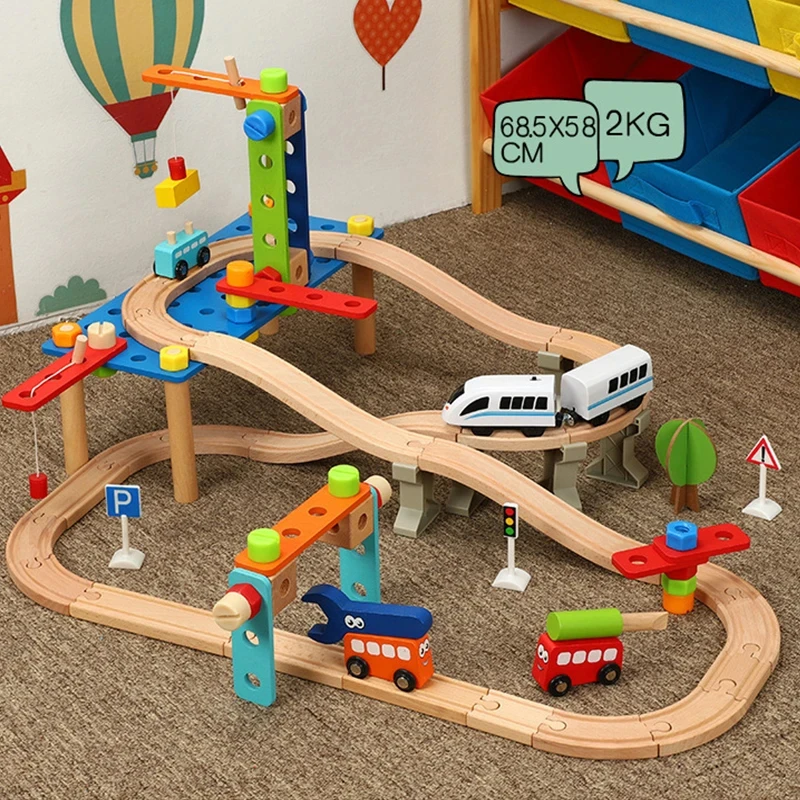 すべてのブランドと互換性のある木製のトラックアクセサリー,円形,製造玩具,鉄道ギフト,新しい