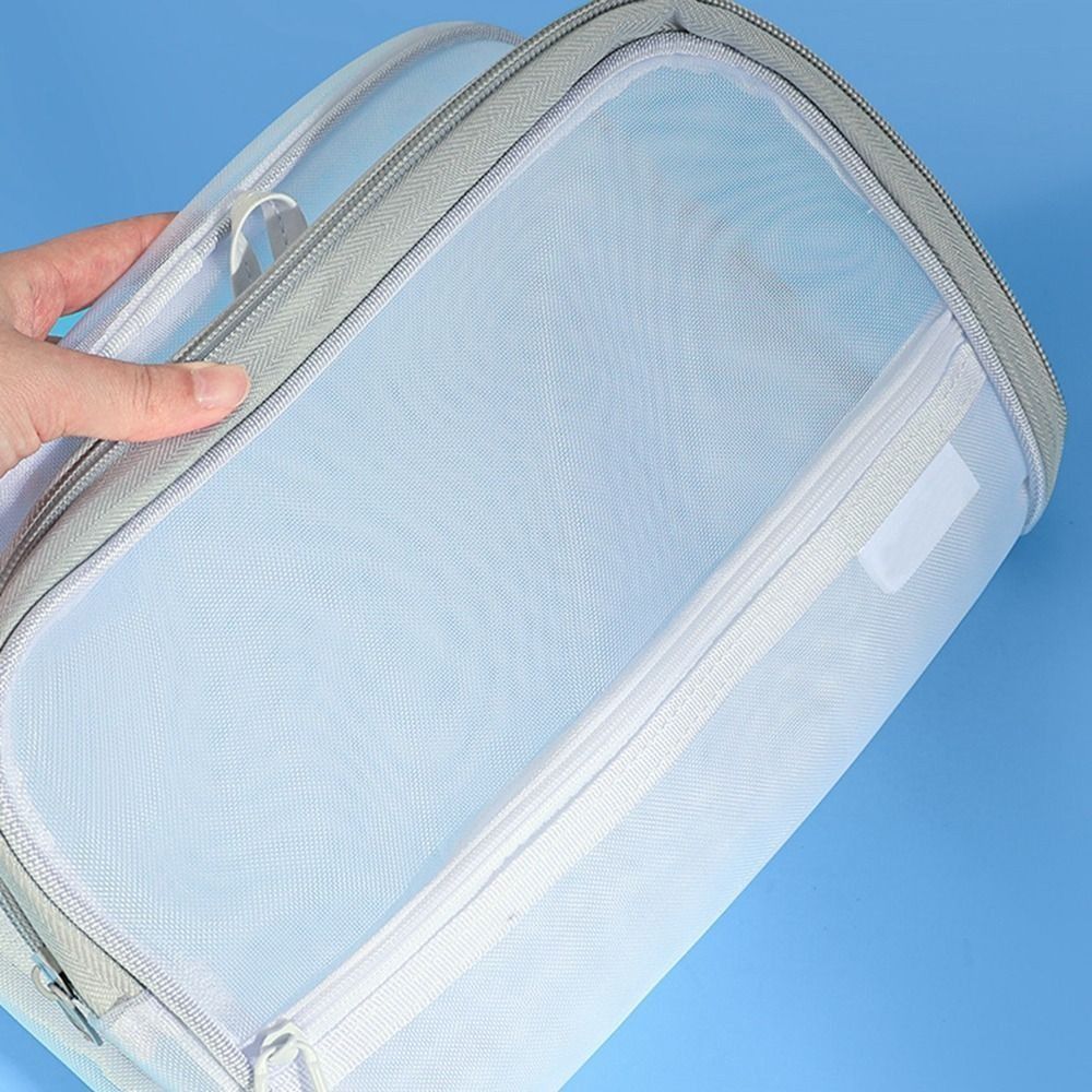 Transparent Mesh Zipper Pouch Bag Nylon Multifunctional Document Bag Portable Thickened Transparent Stationery Holder File Bag