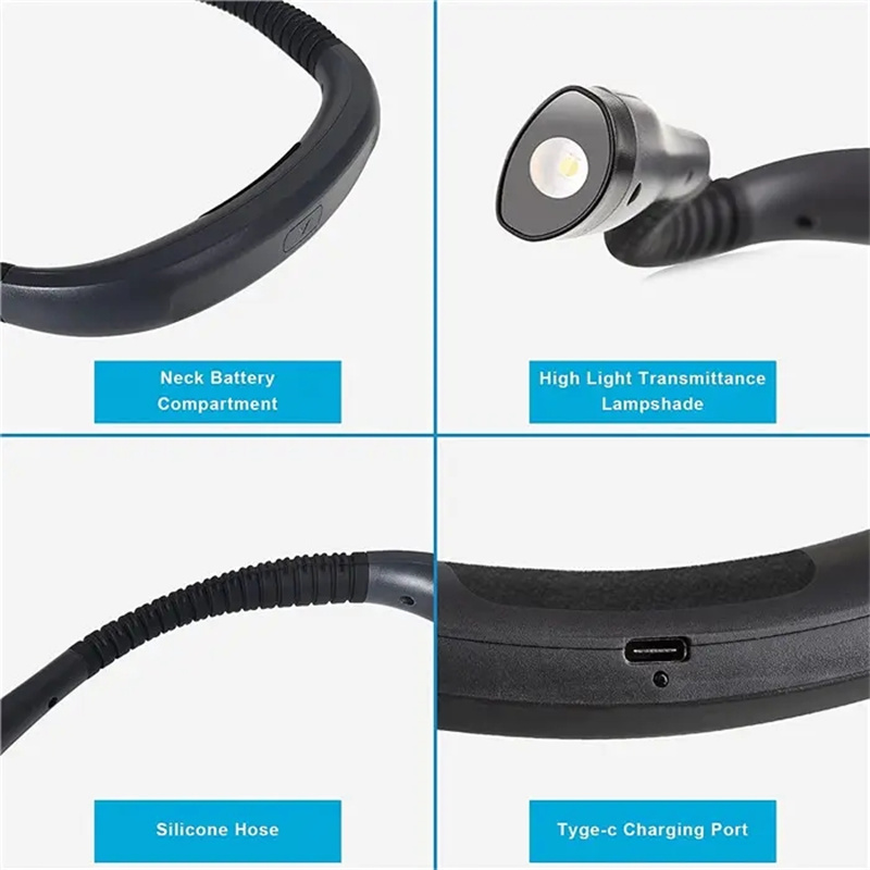 Lampe de lecture au cou pour lire au lit, pliable, longue durée, Portable, Rechargeable par USB, nouveauté, éclairage de livre Flexible