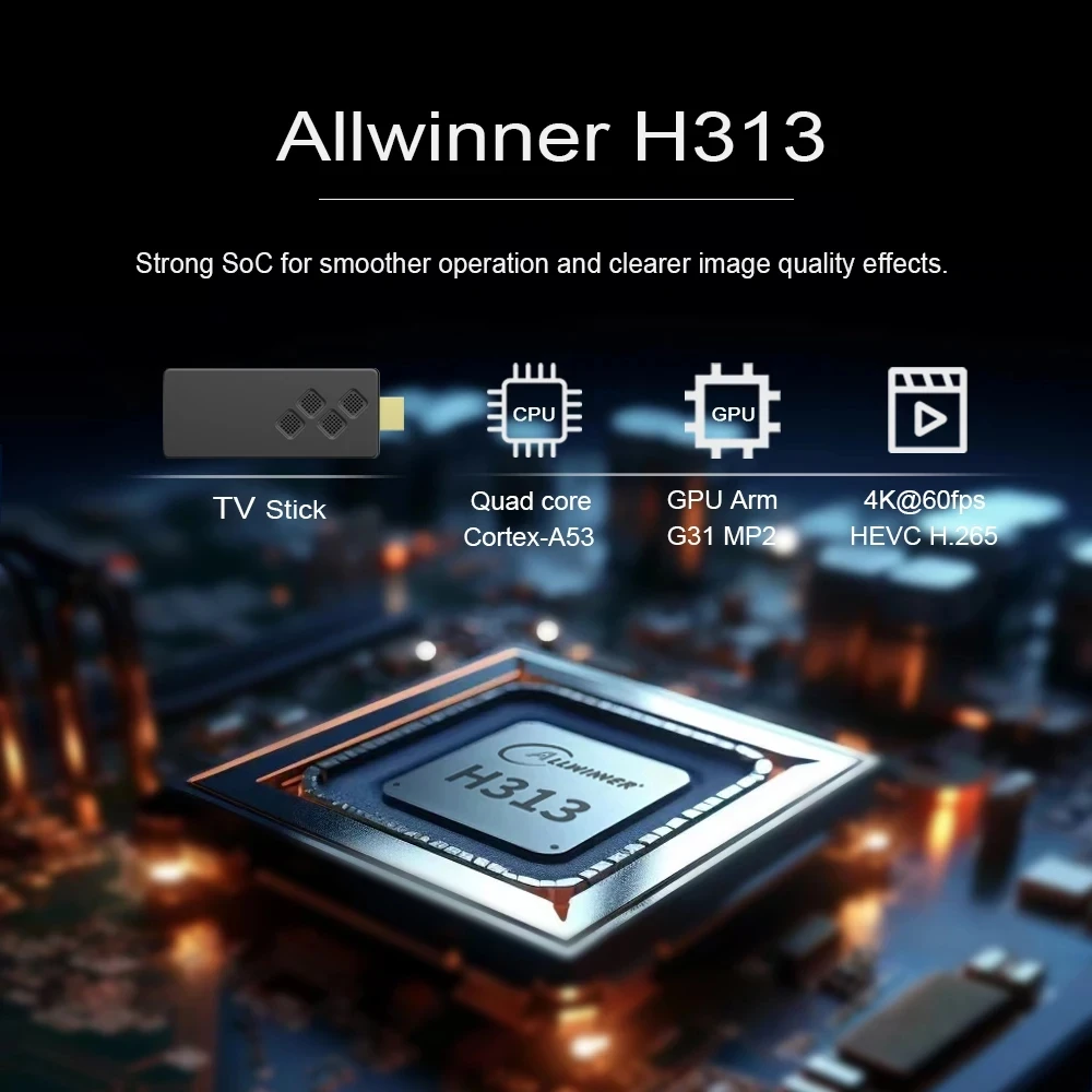 Q2 Smart TV Stick Android13 Allwinner H313 control remoto por voz 2GB 16GB 8GB Quad Core Dual WIFI 2,4G y 5,8G 4K 1080P 3D Asistente de Google