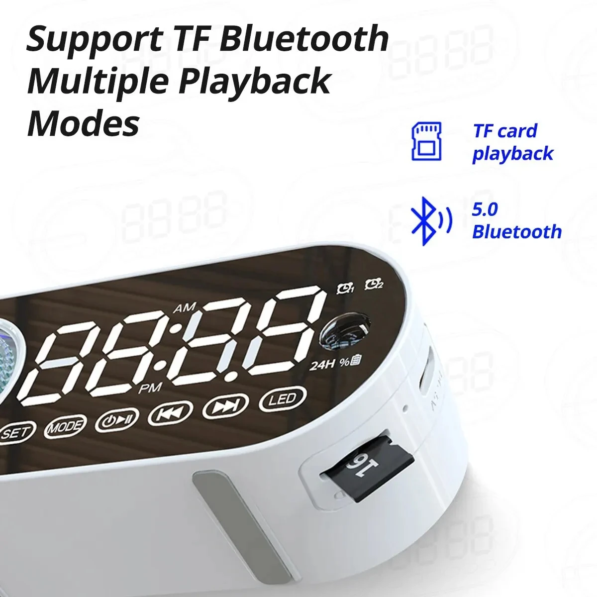 Alarm Clock Caixa De Som Bluetooth Speaker Portable Sound Box Music Wireless Radio FM Subwoofer Bocina Bass Lamp Coluna Column