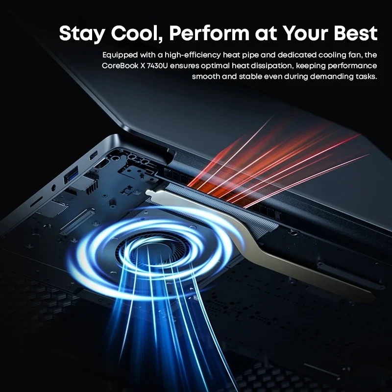 CHUWI CoreBook X Gaming Laptop AMD R5-7430U 16GB DDR4 RAM 512GB SSD 14.1 inch 2K Screen Lightweight Notebook 4.3 GHz Windows 11