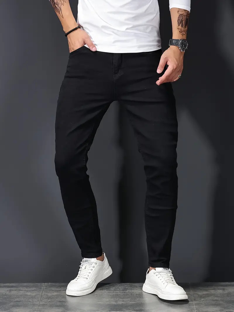 Jean Slim Vintage Délavé pour Homme, Pantalon de Rue, Imprimé de Documents Purs, Grande Taille