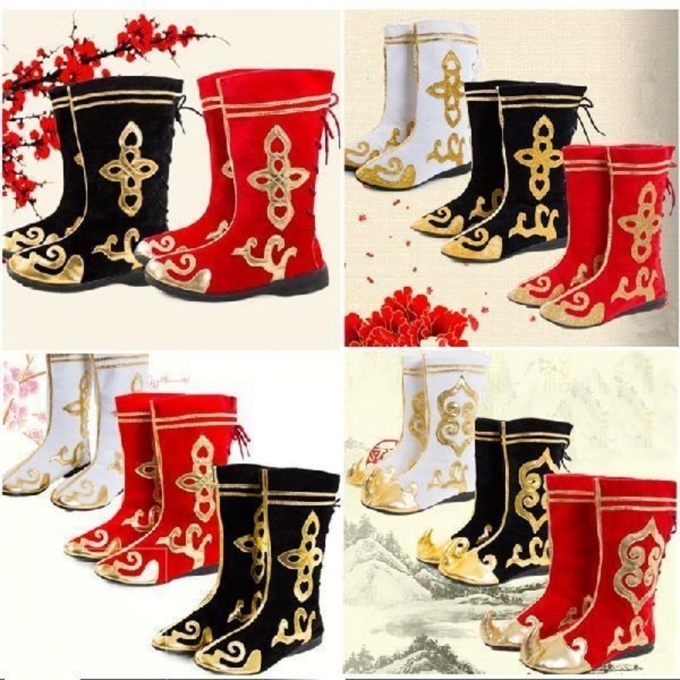 ethnic Mongolia boots drum beating short bootsTibetan boots men's Chinese Hanfu boots cos martial art performance opera shoes