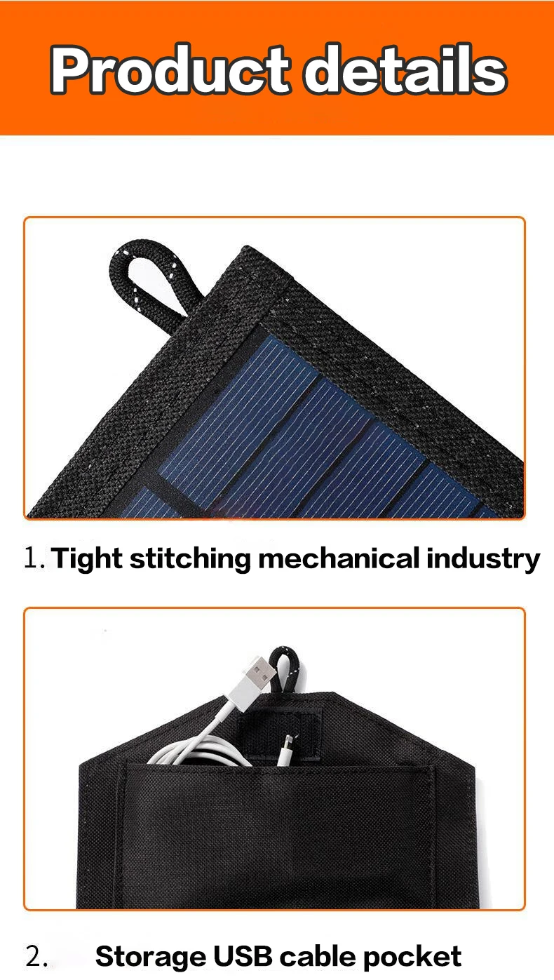 6-fach 800 W faltbares Solarpanel 20 W/h tragbares Solarpanel-Ladegerät USB 5 V DC Vollzeit-Solarpanel mobile Stromversorgung