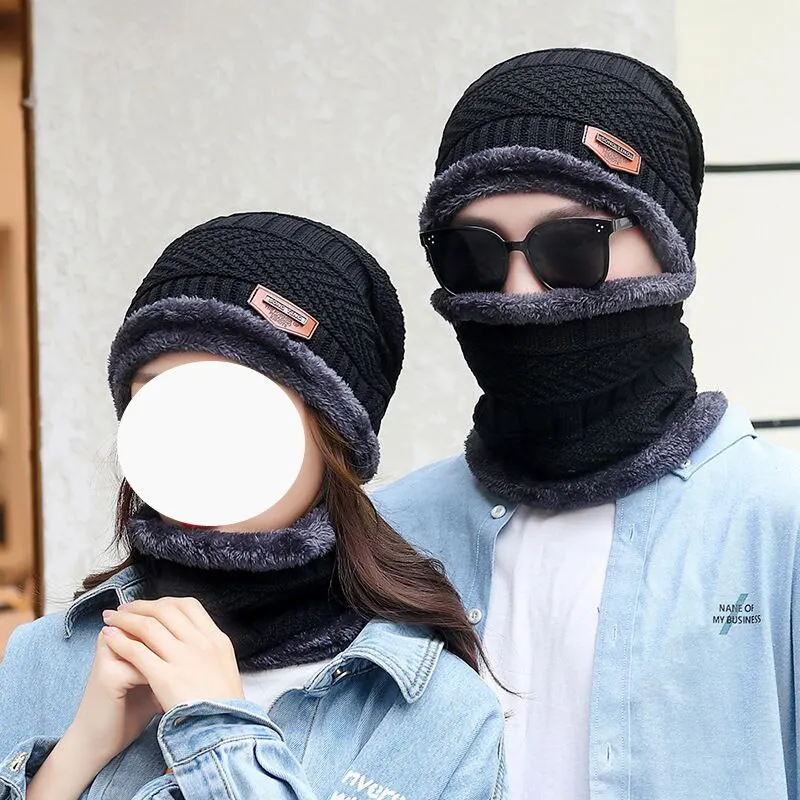 Mütze: Herren Winter gestrickte Woll mütze mit Stapel verdickte Wärme und kalte Radsport mütze Frauen Baumwoll mütze