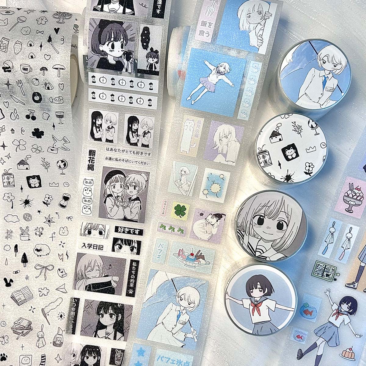 Scrapbooking Stickers PET Character Sticker Tapes Washi Tape Cute Deco Stickers For Arts Diy Crafts Album Journal Planner