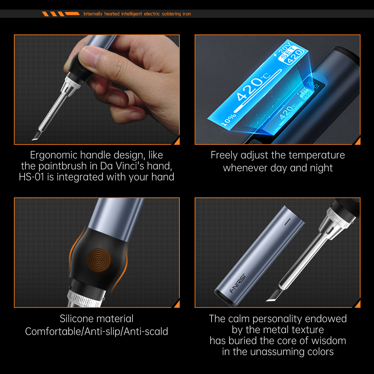 FNIRSI HS-01 สมาร์ทไฟฟ้า 65WPD ปรับอุณหภูมิคงที่แบบพกพา Digital Soldering Station เชื่อม