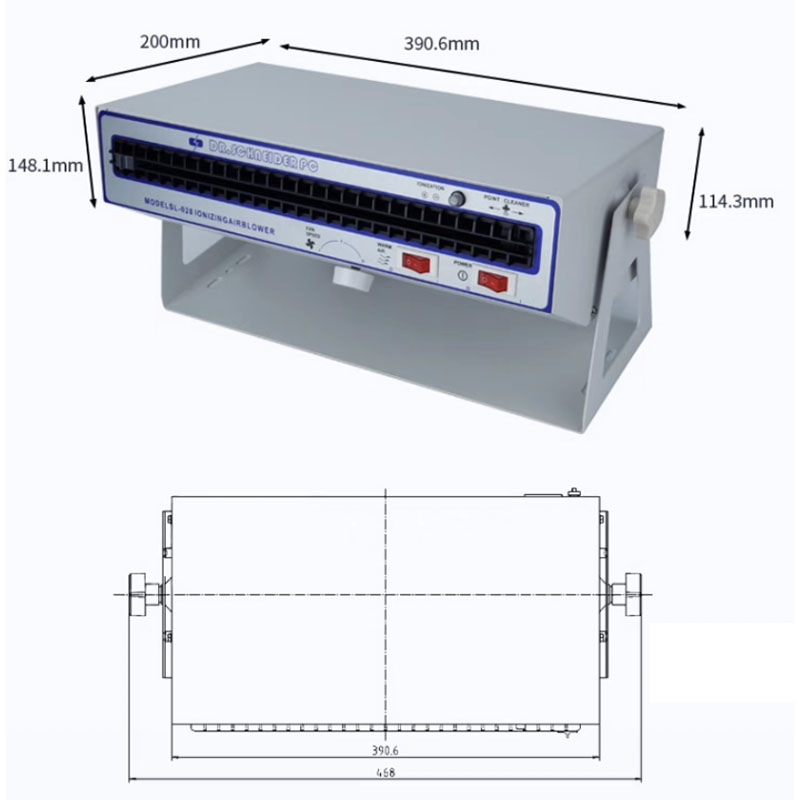 SL-028 Pengion Udara Blower Kipas Ion Anti-statis Menghilangkan Debu Elektrostatik, Aplikasi Peralatan Elektronik dan Medis