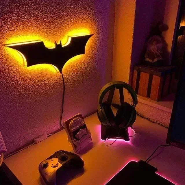 Batmanes veilleuse Cool télécommande multicolore 3D créatif chauve-souris atmosphère décoration de la maison chambre tenture murale lampe